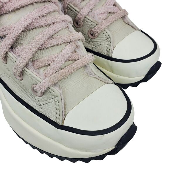 CONVERSE Shoes RUN STAR Womens Size 5.5 White Leather Faux Fur Ripple 169550C - Picture 8 of 13